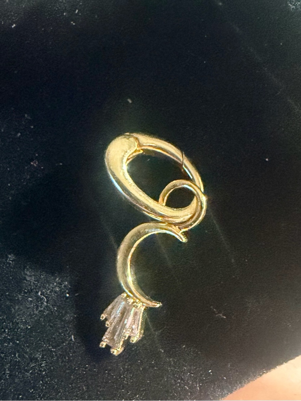 Little Rooms Crescent Moon Charm Gold Tone White CZ Baguette Celestial LR